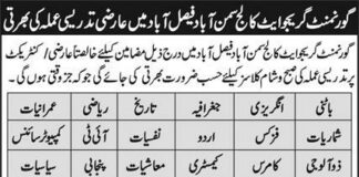 Government Graduate College Walk In Interviews 2021