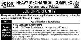 Heavy Mechanical Complex HMC Job 2021 In Taxila