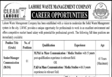 Lahore Waste Management Company Jobs 2021