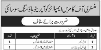 Ministry Of Commerce Employees Cooperative Housing Society Jobs 2021
