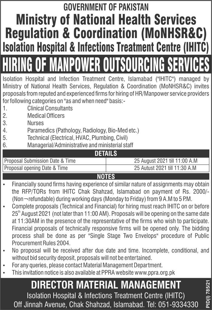 Ministry of National Health Services Regulations & Coordination Jobs 2021