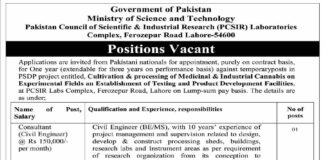 Ministry of Science & Technology Jobs 2021 For Consultants