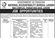 National Accountability Bureau NAB Job 2021 In Lahore