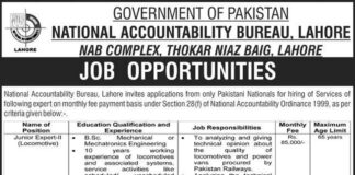 National Accountability Bureau NAB Job 2021 In Lahore