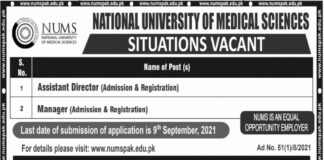 National University of Medical Sciences NUMS Jobs 2021 In Rawalpindi Cantt