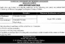 National University of Modern Language NUML Faculty Staff Jobs 2021