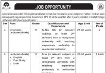 Pak Army Cadet College Jaffarabad Jobs 2021 For Lecturers