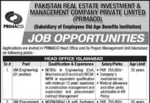 Pakistan Real Estate Investment & Management Company PRIMACO Jobs 2021