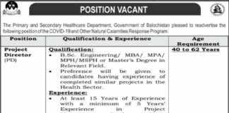 Primary & Secondary Healthcare Department Job 2021 In Quetta Balochistan