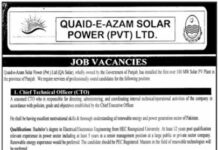 Quaid e Azam Solar Power Jobs 2021 For Engineering Staff