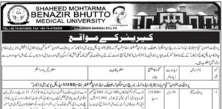 Shaheed Mohtarma Benazir Bhutto Medical University Management Jobs 2021