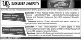 Sukkur IBA University Jobs 2021