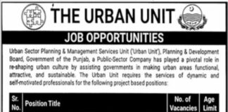 Urban Sector Planning & Management Services Unit Jobs 2021 In Lahore