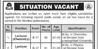 Lecturer Jobs In Turbat 2021