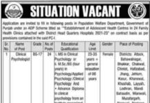 Clinical Psychologist Jobs in Lahore
