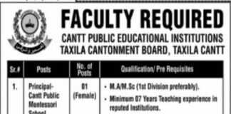 Faculty jobs at Educational Institutes 2021