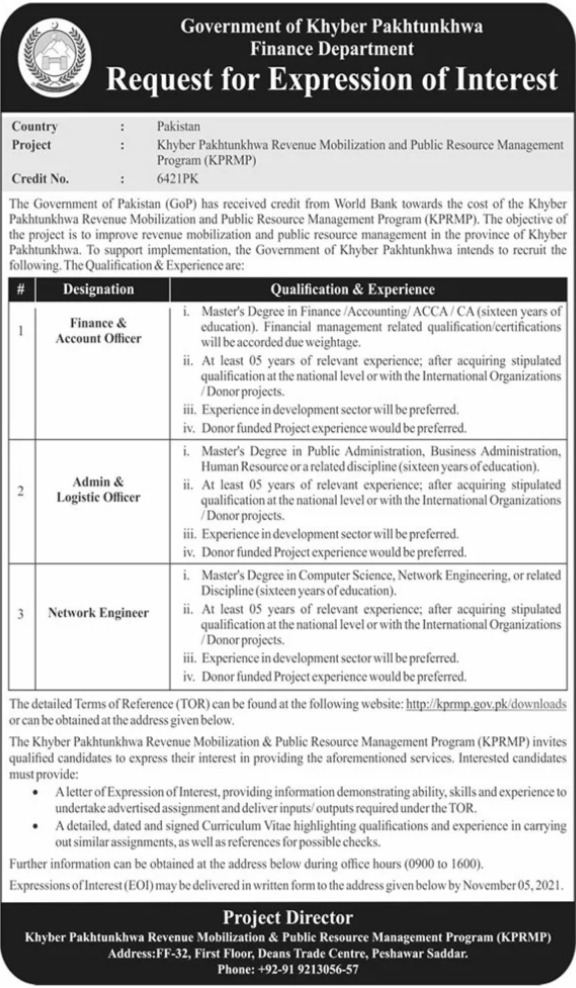 Management jobs in Finance Department