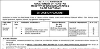Kashmir Affairs & Gilgit Baltistan Jobs 2021
