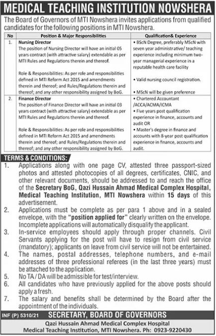 Nursing and Finance Director jobs 2021