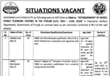 Population Welfare Department Lahore Jobs 2021