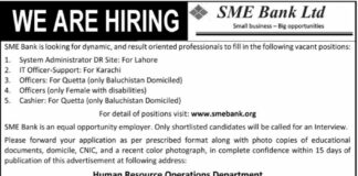 SME Bank Islamabad Jobs 2021