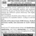 Army Public College Karachi jobs 2021