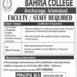Bahria College Islamabad Jobs 2021