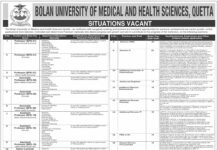 Bolan University of Medical Science Quetta Jobs 2021