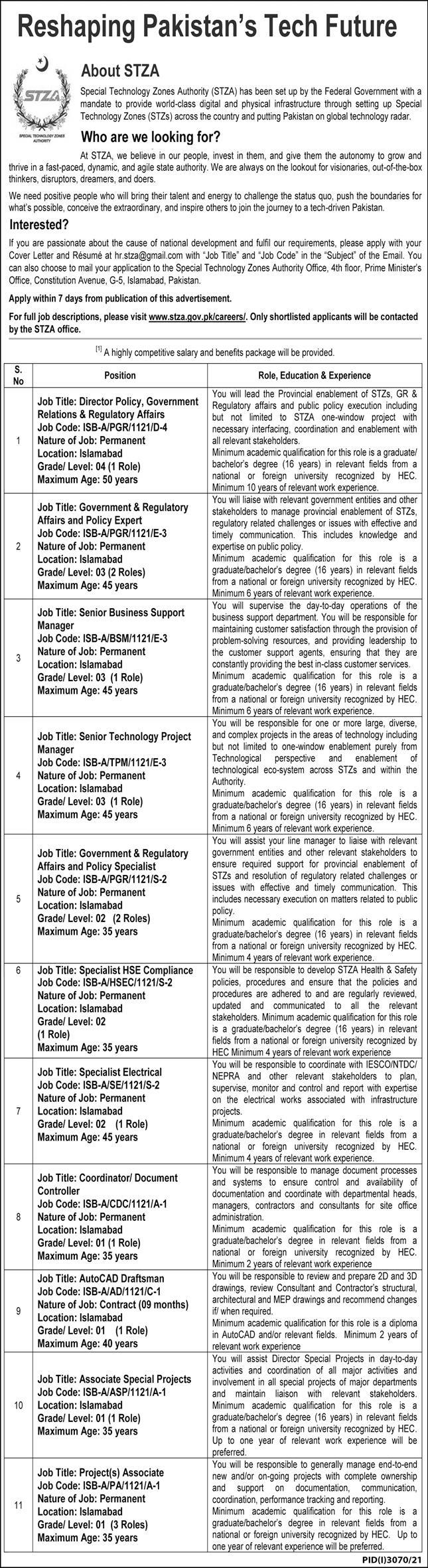Special Technology Zones Authority Jobs 2021