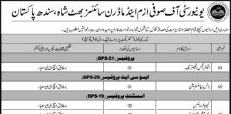 University of Sufism and Modern Sciences Jobs 2021