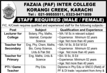 Fazaia Inter College Jobs 2021