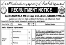 Gujranwala Medical College Jobs 2021