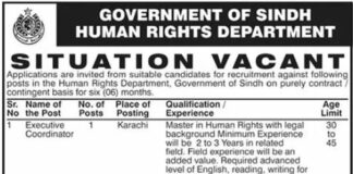 Human Rights Department Sindh Jobs 2021