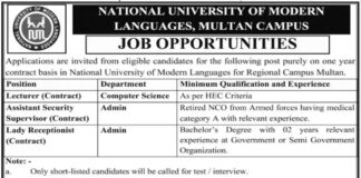 NUML Jobs 2021