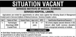 Services Institute of Medical Sciences Lahore Jobs 2021