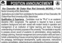 Mir Chakar Khan Rind University Jobs
