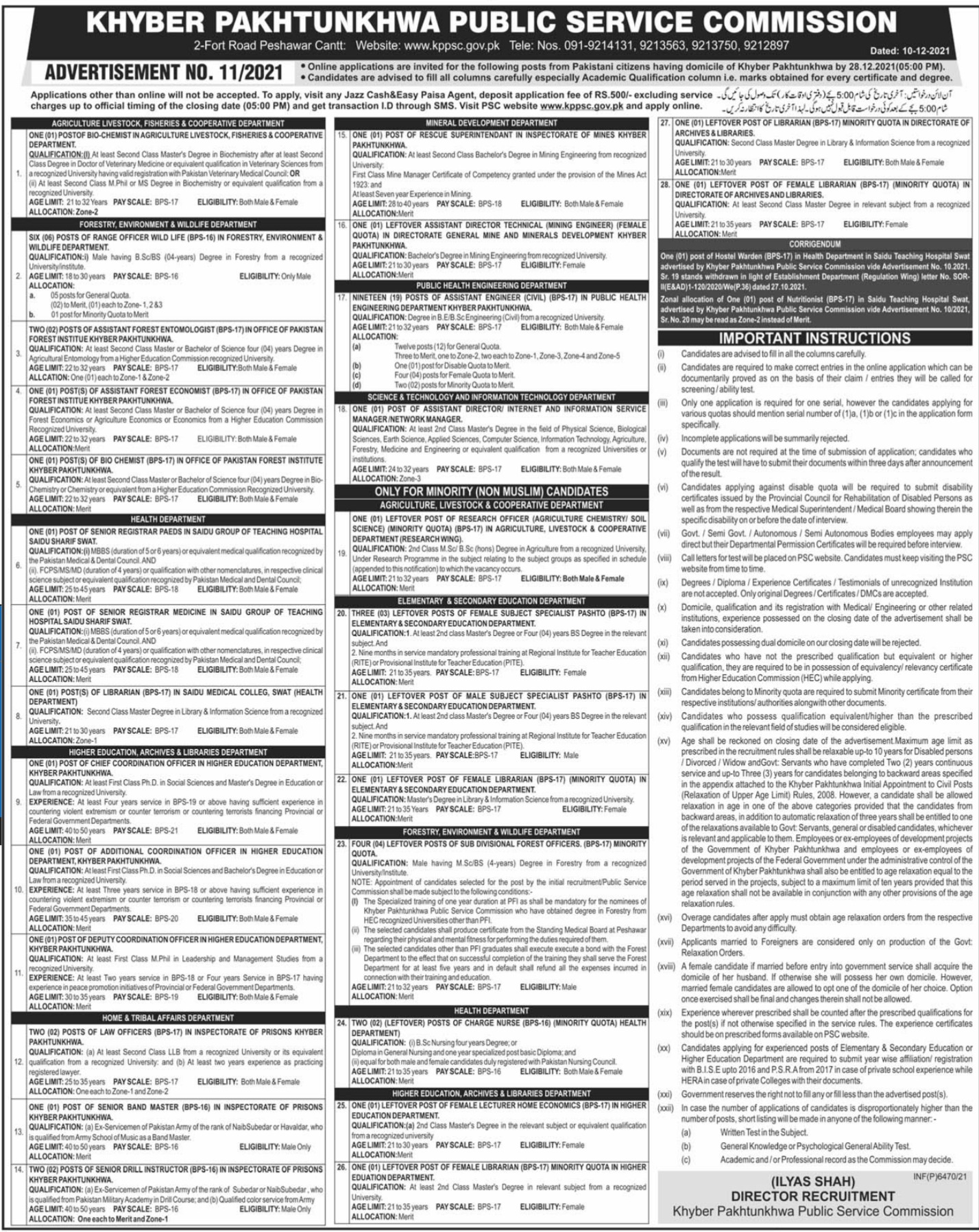 Khyber Pakhtunkhwa Public Service Commission Jobs 2021