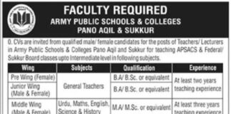 Army Public School and College jobs 2021
