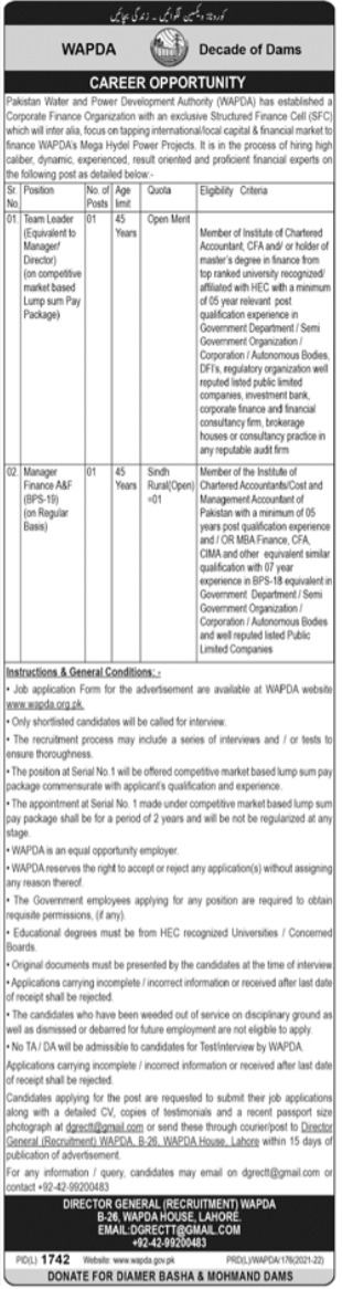 Water and Power Development Authority Jobs