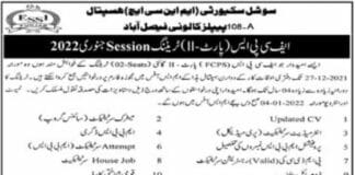 Social Security Hospital Faisalabad Training Program 2021