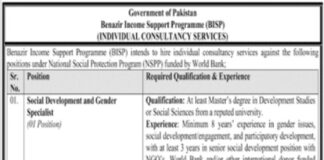 Benazir Income Support Programme BISP Jobs