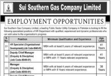 Sui Southern Gas Company Limited Jobs