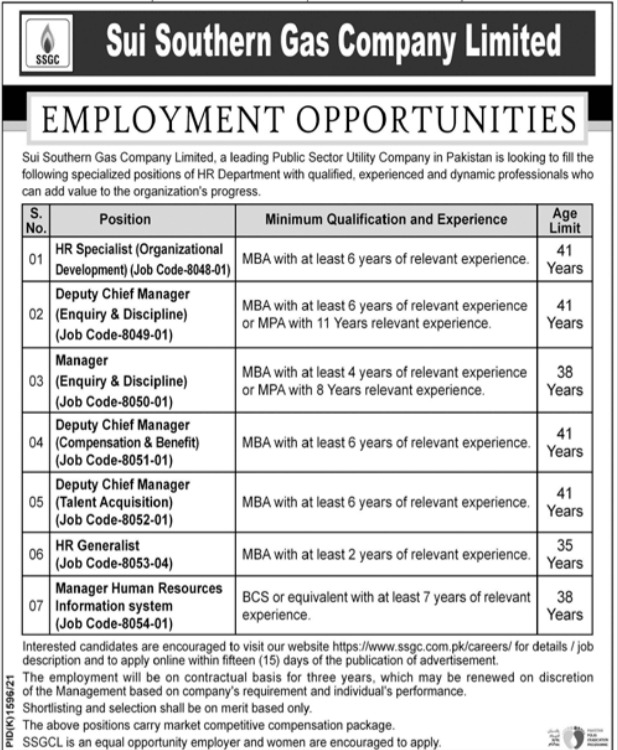 Sui Southern Gas Company Limited Jobs