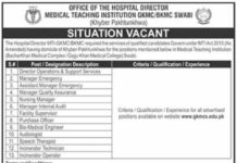 Jobs in MTI Bacha Khan Medical College