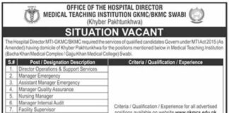 Jobs in MTI Bacha Khan Medical College