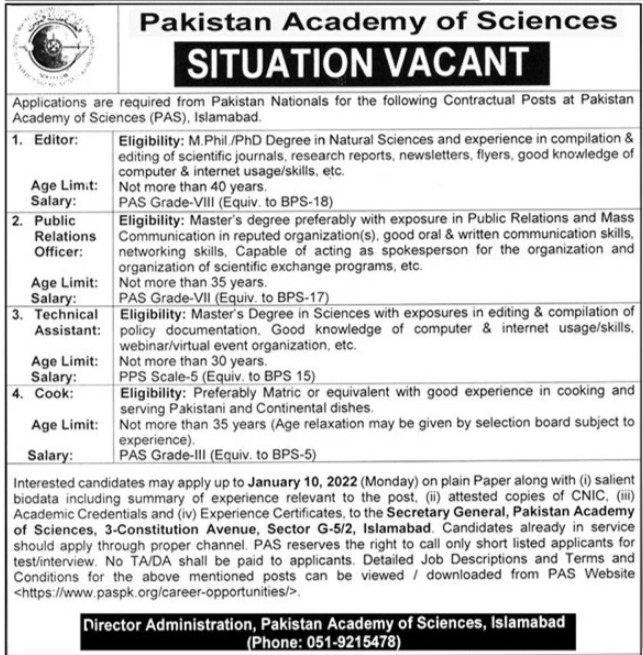 Pakistan Academy Jobs 2022