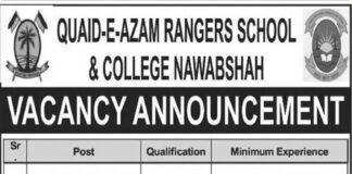 Jobs In Quaid E Azam Rangers Public School & College 2022
