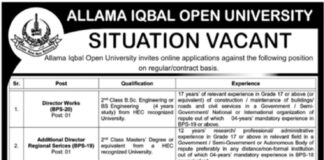 Allama Iqbal Open University Vaccancies