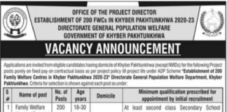 Directorate General Population Welfare KPK Jobs