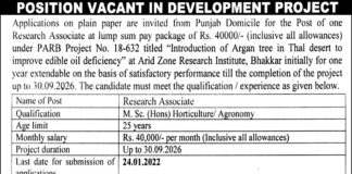 Research Institute Bhakkar Jobs 2022